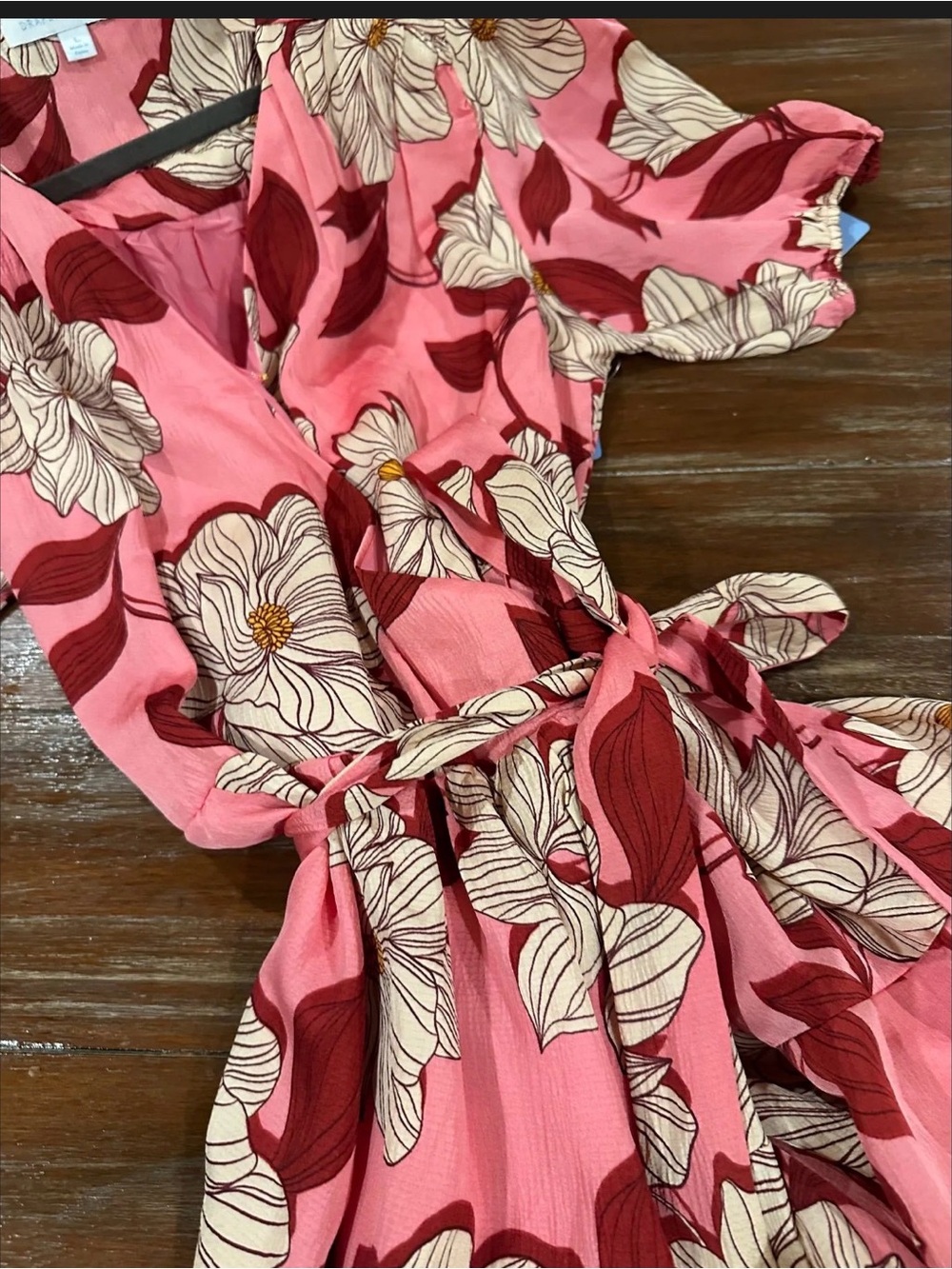 Draper James NWT Pink & Cream Floral Wrap Midi Dress - Picture 4 of 4